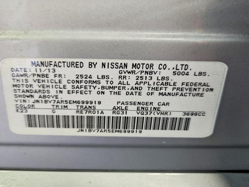 Продаж на аукціоні авто 2014 Infiniti Q50, vin: JN1BV7AR5EM699919, номер лоту: 64266126