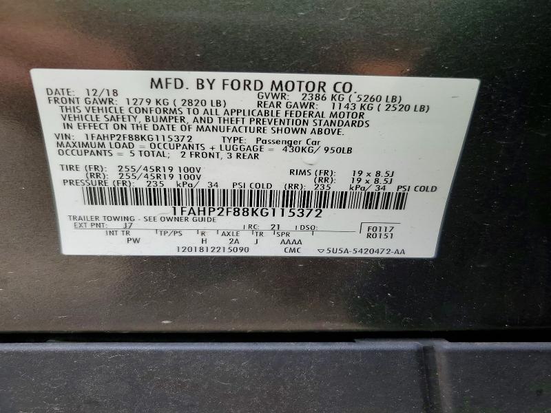 Aukcja sprzedaży 2019 Ford Taurus, vin: 1FAHP2F88KG115372, numer aukcji: 65053546