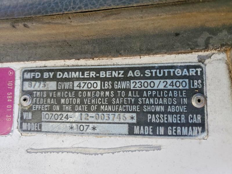 1973 Mercedes-benz 450 Slc მანქანა იყიდება აუქციონზე, vin: 10702412003746, აუქციონის ნომერი: 63937066
