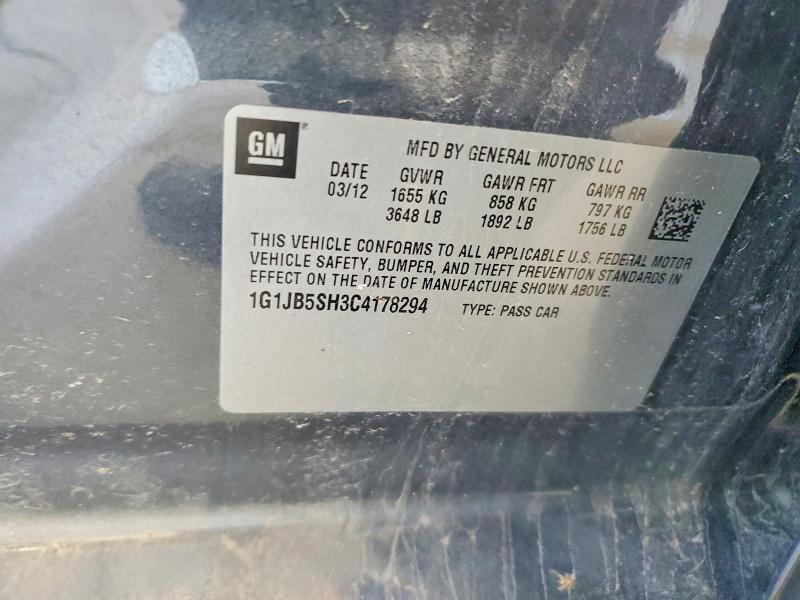 Aukcja sprzedaży 2012 Chevrolet Sonic, vin: 1G1JB5SH3C4178294, numer aukcji: 64775806