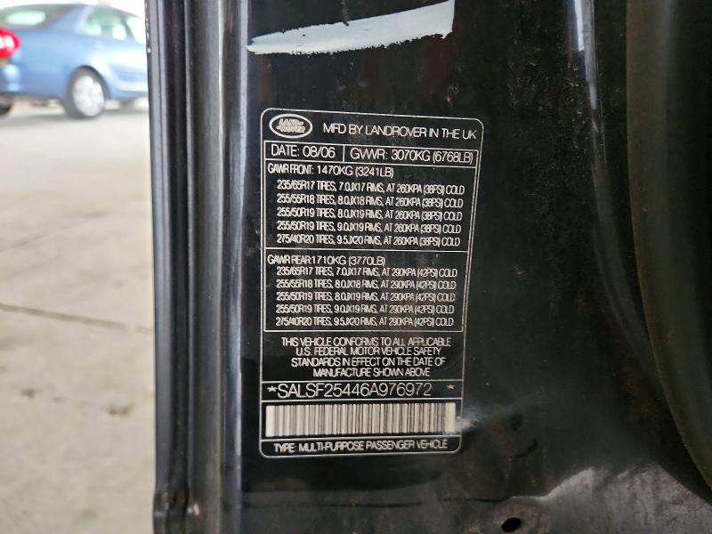 65599536 :رقم المزاد ، SALSF25446A976972 vin ، 2006 Land Rover Range Rover Sport مزاد بيع
