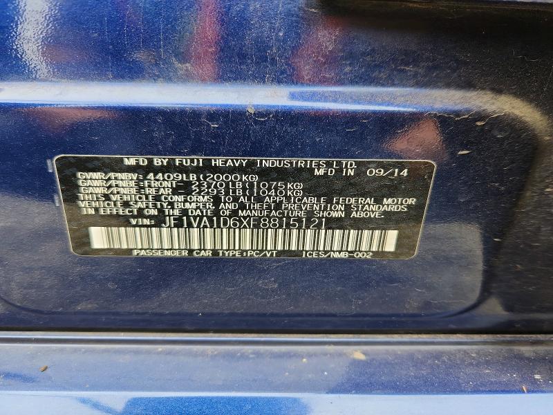 Продажа на аукционе авто 2015 Subaru Wrx, vin: JF1VA1D6XF8815121, номер лота: 65595236
