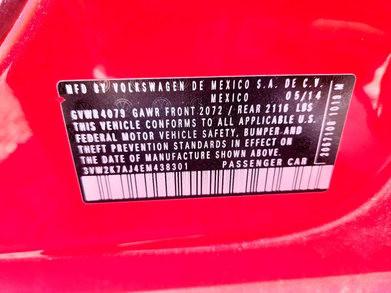Продаж на аукціоні авто 2014 Volkswagen Jetta, vin: 3VW2K7AJ4EM438301, номер лоту: 65404666