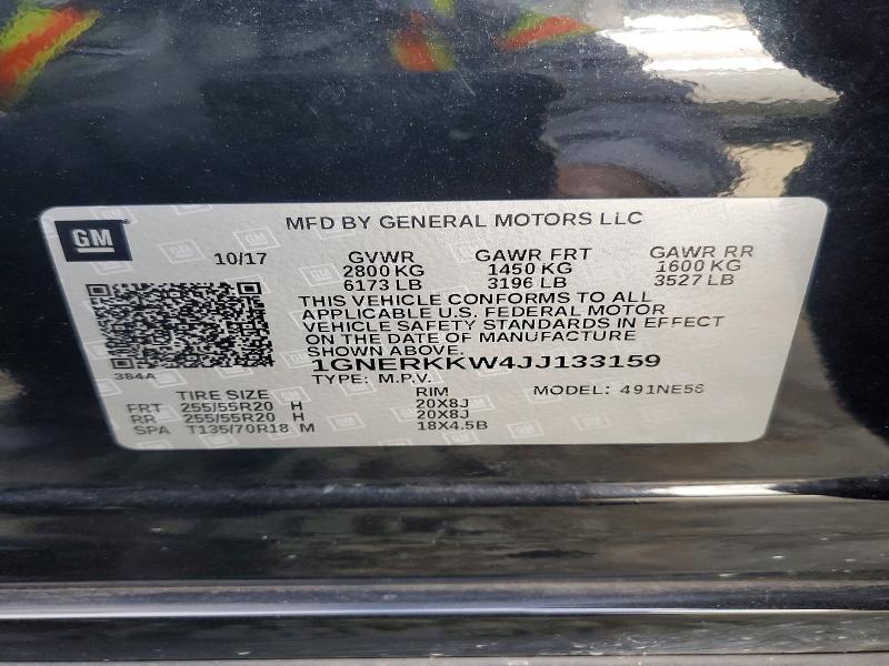 Auction sale of the 2018 Chevrolet Traverse, vin: 1GNERKKW4JJ133159, lot number: 64279576