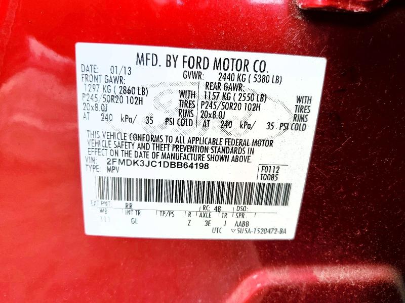 Продаж на аукціоні авто 2013 Ford Edge, vin: 2FMDK3JC1DBB64198, номер лоту: 66263616