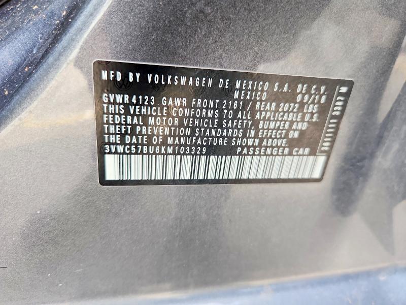 Продаж на аукціоні авто 2019 Volkswagen Jetta, vin: 3VWC57BU6KM103329, номер лоту: 67393406