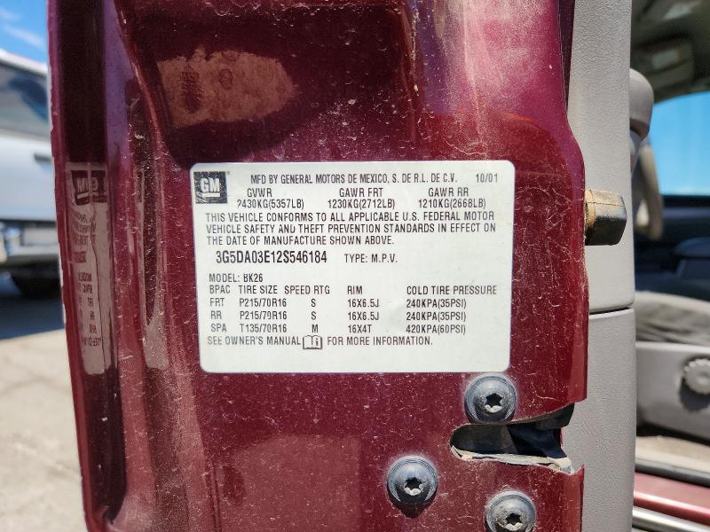 2002 Buick Rendezvous მანქანა იყიდება აუქციონზე, vin: 3G5DA03E12S546184, აუქციონის ნომერი: 65481986