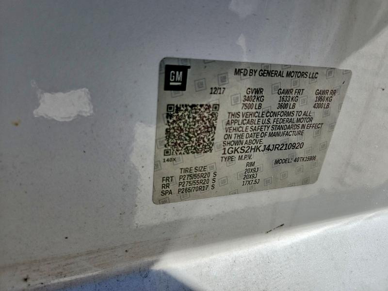 Aukcja sprzedaży 2018 Gmc Yukon Xl, vin: 1GKS2HKJ4JR210920, numer aukcji: 65369676