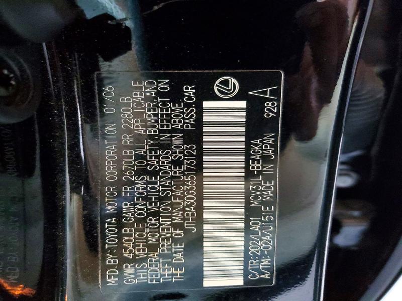 Aukcja sprzedaży 2006 Lexus Es, vin: JTHBA30G365173123, numer aukcji: 64477166