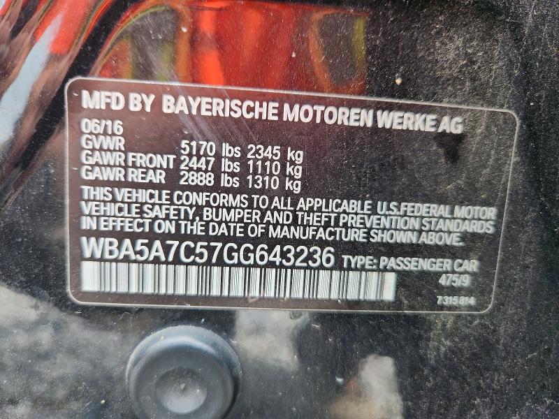Aukcja sprzedaży 2016 Bmw 528, vin: WBA5A7C57GG643236, numer aukcji: 65602766