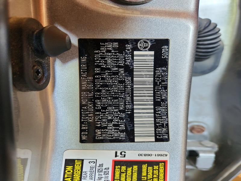 Aukcja sprzedaży 2018 Toyota Camry, vin: 4T1B11HK5JU642656, numer aukcji: 64735196