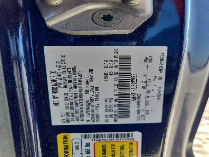 65818906 :رقم المزاد ، 1FA6P8TH4J5122988 vin ، 2018 Ford Mustang مزاد بيع