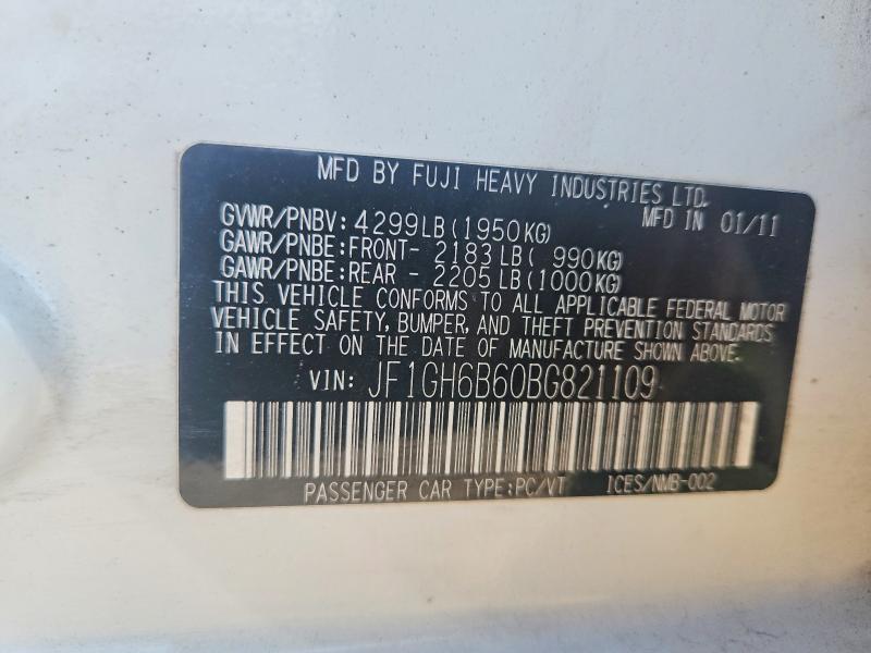 Продаж на аукціоні авто 2011 Subaru Impreza, vin: JF1GH6B60BG821109, номер лоту: 63651516