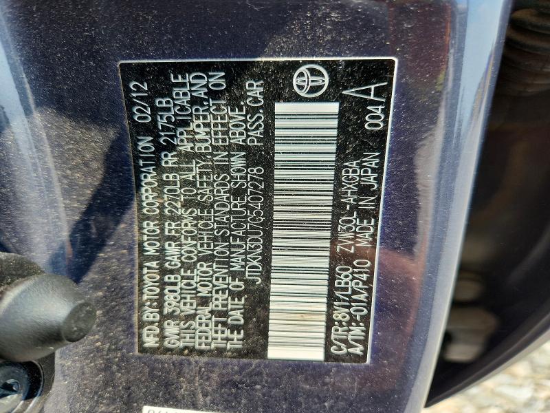 63804936 :رقم المزاد ، JTDKN3DU7C5407278 vin ، 2012 Toyota Prius مزاد بيع