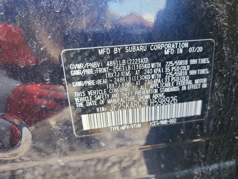 Продаж на аукціоні авто 2020 Subaru Forester, vin: JF2SKARC9LH598926, номер лоту: 66477206