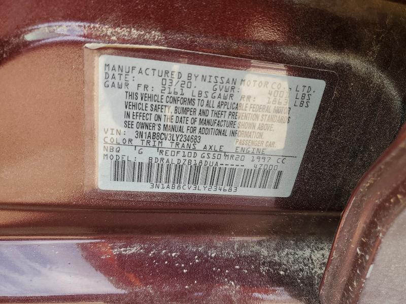 63193336 :رقم المزاد ، 3N1AB8CV3LY234683 vin ، 2020 Nissan Sentra مزاد بيع