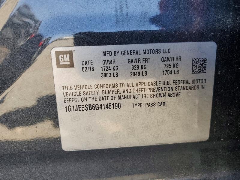 66486526 :رقم المزاد ، 1G1JE5SB6G4146190 vin ، 2016 Chevrolet Sonic مزاد بيع