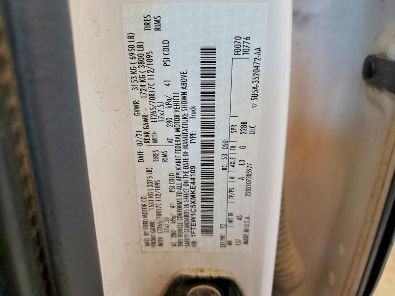Aukcja sprzedaży 2021 Ford F150, vin: 1FTEW1C5XMKE44109, numer aukcji: 65088216