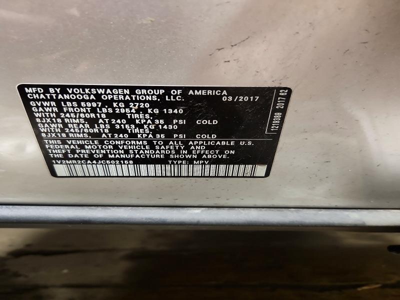 64614696 :رقم المزاد ، 1V2MR2CA4JC502158 vin ، 2018 Volkswagen Atlas مزاد بيع