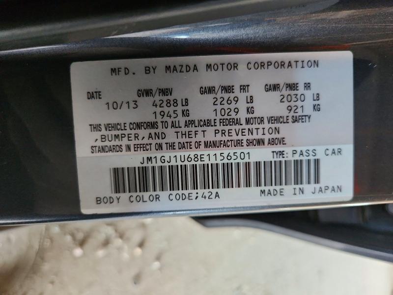 2014 Mazda 6 მანქანა იყიდება აუქციონზე, vin: JM1GJ1U68E1156501, აუქციონის ნომერი: 66641336