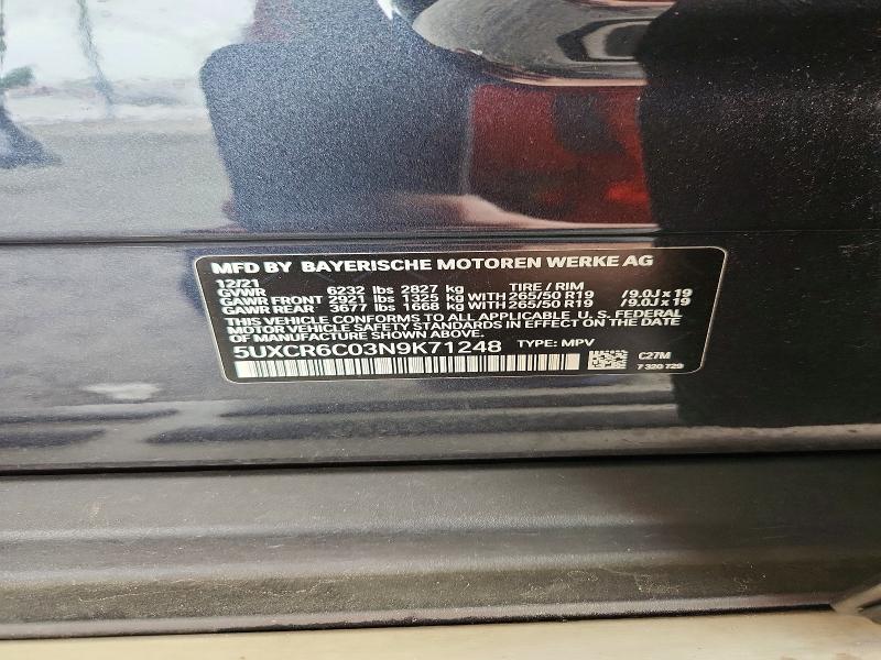 2022 Bmw X5 მანქანა იყიდება აუქციონზე, vin: 5UXCR6C03N9K71248, აუქციონის ნომერი: 64228346