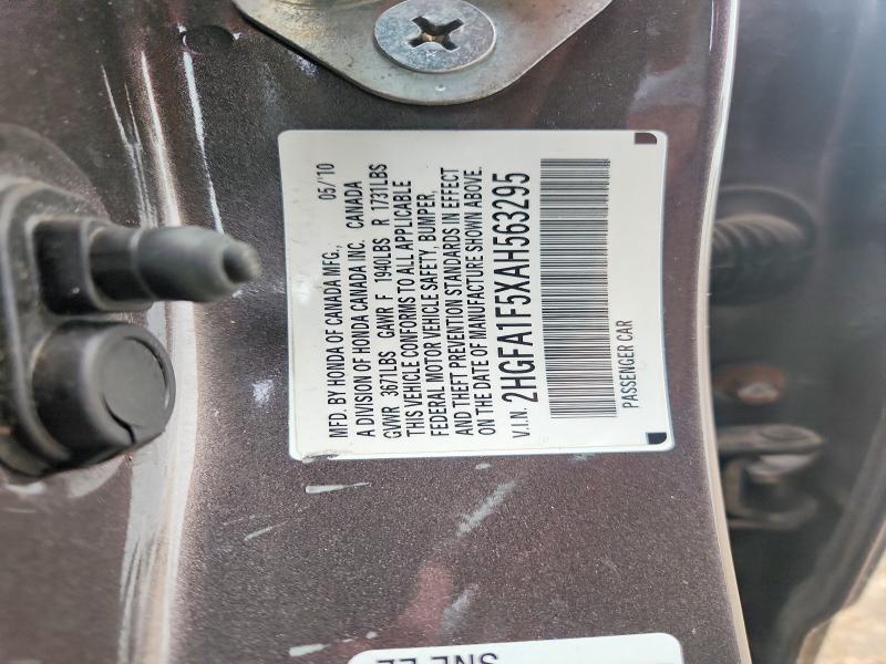Продаж на аукціоні авто 2010 Honda Civic, vin: 2HGFA1F5XAH563295, номер лоту: 63794196