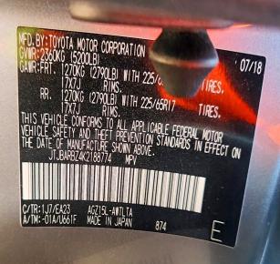 Aukcja sprzedaży 2019 Lexus Nx 300, vin: JTJBARBZ4K2188774, numer aukcji: 64267236