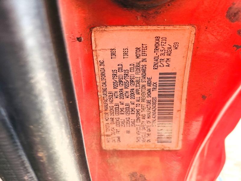 2004 Toyota Tacoma მანქანა იყიდება აუქციონზე, vin: 5TENL42N94Z438020, აუქციონის ნომერი: 66800046