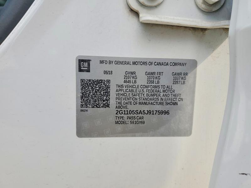 2018 Chevrolet Impala მანქანა იყიდება აუქციონზე, vin: 2G1105SA5J9175996, აუქციონის ნომერი: 64400316