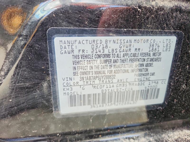 65946266 :رقم المزاد ، 3N1AB7AP9JY288632 vin ، 2018 Nissan Sentra مزاد بيع