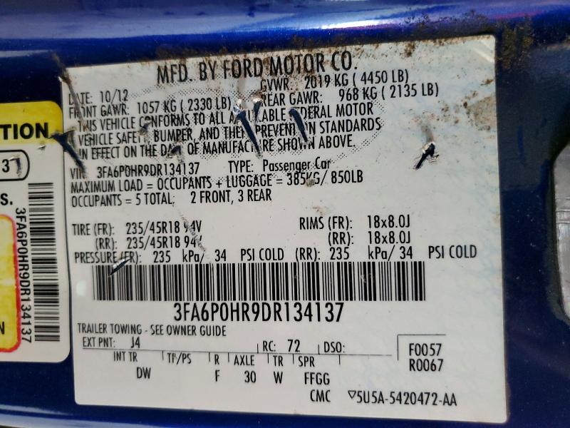 Продажа на аукционе авто 2013 Ford Fusion, vin: 3FA6P0HR9DR134137, номер лота: 63549446