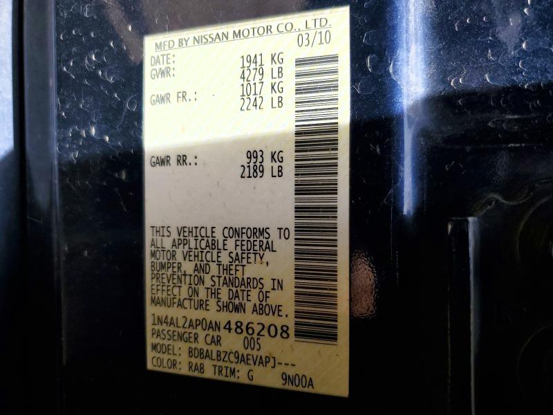 65150246 :رقم المزاد ، 1N4AL2AP0AN486208 vin ، 2010 Nissan Altima مزاد بيع