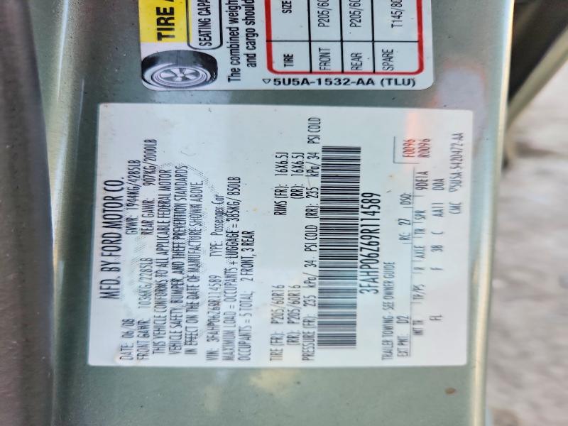Продажа на аукционе авто 2009 Ford Fusion, vin: 3FAHP06Z69R114589, номер лота: 66974176