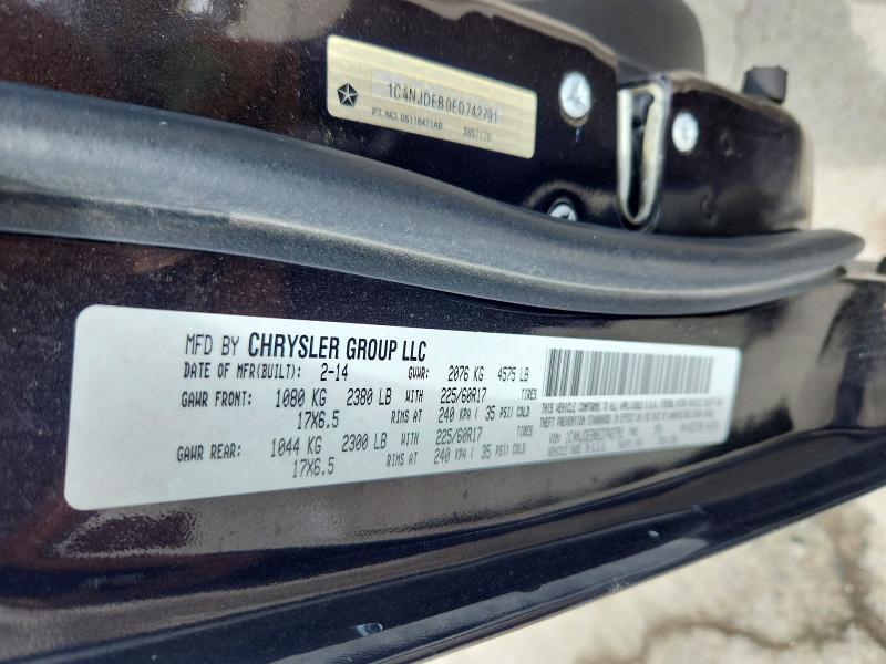 2014 Jeep Compass მანქანა იყიდება აუქციონზე, vin: 1C4NJDEB0ED742791, აუქციონის ნომერი: 66454446