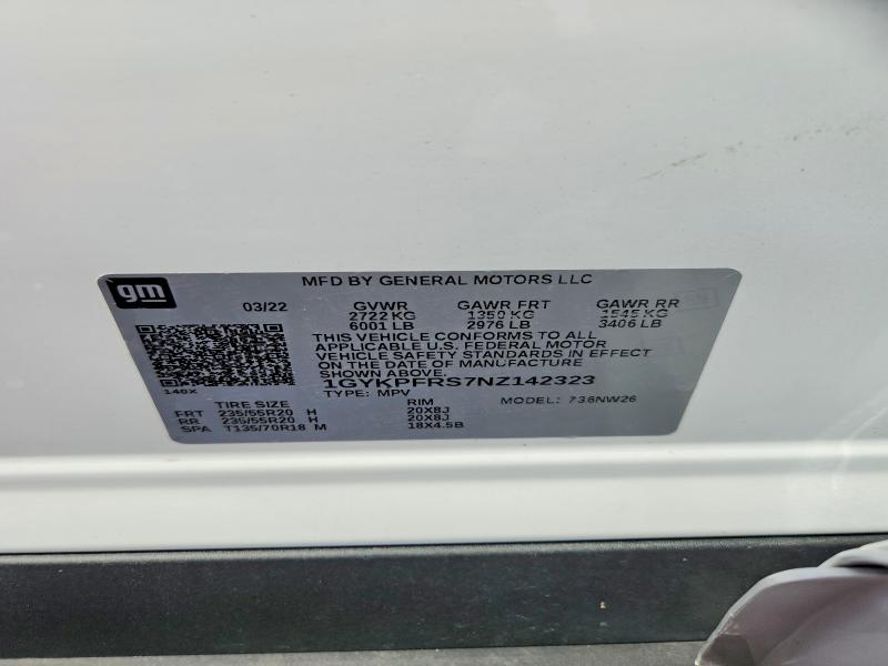 2022 Cadillac Xt6 მანქანა იყიდება აუქციონზე, vin: 1GYKPFRS7NZ142323, აუქციონის ნომერი: 64663196