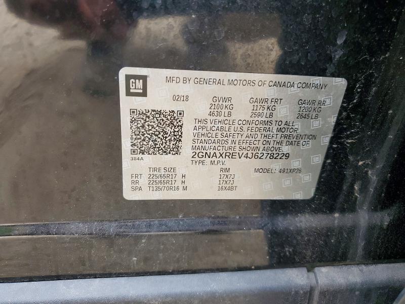 Продаж на аукціоні авто 2018 Chevrolet Equinox, vin: 2GNAXREV4J6278229, номер лоту: 64941406
