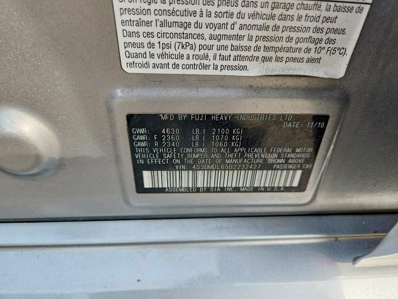Продажа на аукционе авто 2011 Subaru Legacy, vin: 4S3BMDL65B2232427, номер лота: 65042296