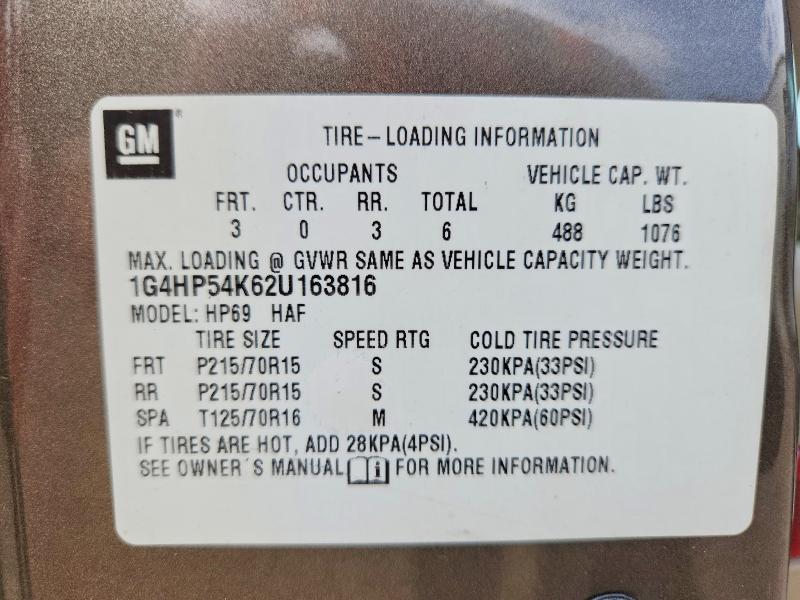 2002 Buick Lesabre მანქანა იყიდება აუქციონზე, vin: 1G4HP54K62U163816, აუქციონის ნომერი: 66248546