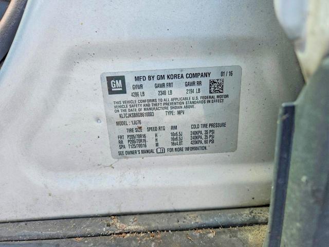 62861316 :رقم المزاد ، KL7CJKSB8GB610003 vin ، 2016 Chevrolet Trax مزاد بيع
