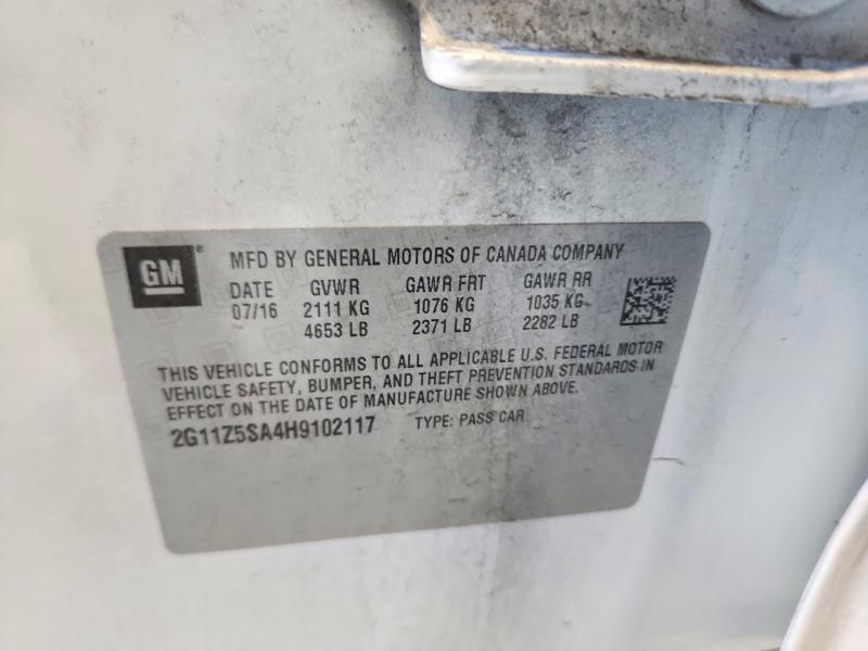 2017 Chevrolet Impala მანქანა იყიდება აუქციონზე, vin: 2G11Z5SA4H9102117, აუქციონის ნომერი: 63339316