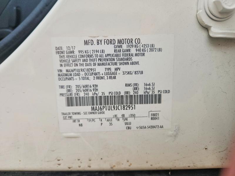 64781296 :رقم المزاد ، MAJ6P1UL9JC182951 vin ، 2018 Ford Ecosport مزاد بيع