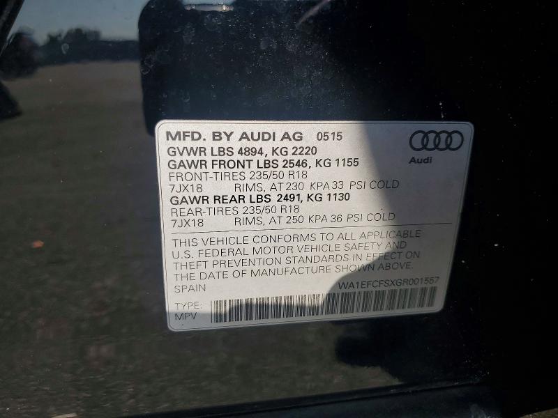 Aukcja sprzedaży 2016 Audi Q3, vin: WA1EFCFSXGR001557, numer aukcji: 64627596