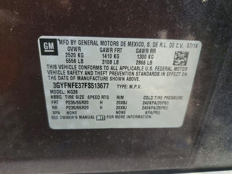 Продажа на аукционе авто 2015 Cadillac Srx, vin: 3GYFNFE37FS513677, номер лота: 63821016