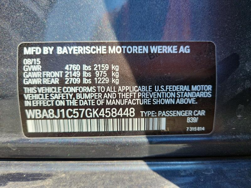 64511116 :رقم المزاد ، WBA8J1C57GK458448 vin ، 2016 Bmw 328 مزاد بيع