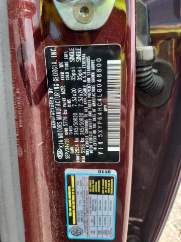66123446 :رقم المزاد ، 5XYP64HC4LG048800 vin ، 2020 Kia Telluride مزاد بيع