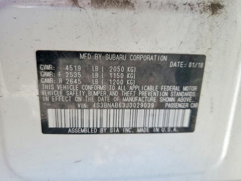 Aukcja sprzedaży 2018 Subaru Legacy, vin: 4S3BNAB63J3029039, numer aukcji: 65926426