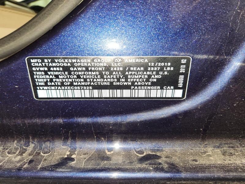 Продаж на аукціоні авто 2014 Volkswagen Passat, vin: 1VWCN7A3XEC057325, номер лоту: 65836716