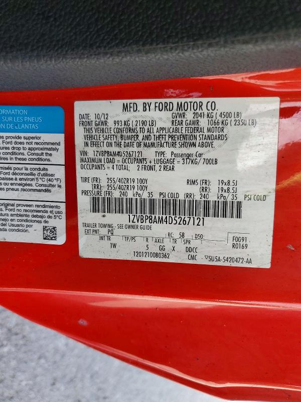 Продаж на аукціоні авто 2013 Ford Mustang, vin: 1ZVBP8AM4D5267121, номер лоту: 64085626