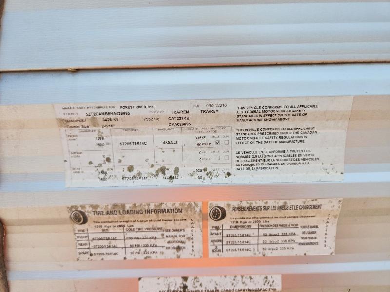 Продажа на аукционе авто 2017 Forest River Catalina, vin: 5ZT2CAMB5HA026695, номер лота: 66012006