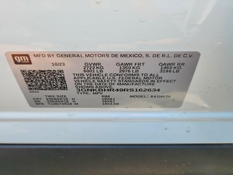 Auction sale of the 2024 Chevrolet Blazer, vin: 3GNKBHR49RS162634, lot number: 65222906